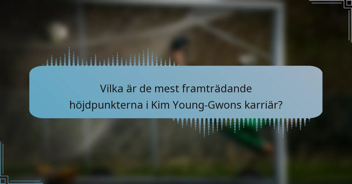 Vilka är de mest framträdande höjdpunkterna i Kim Young-Gwons karriär?