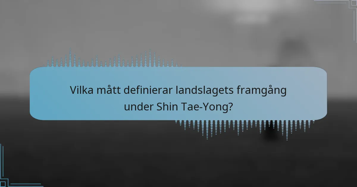Vilka mått definierar landslagets framgång under Shin Tae-Yong?